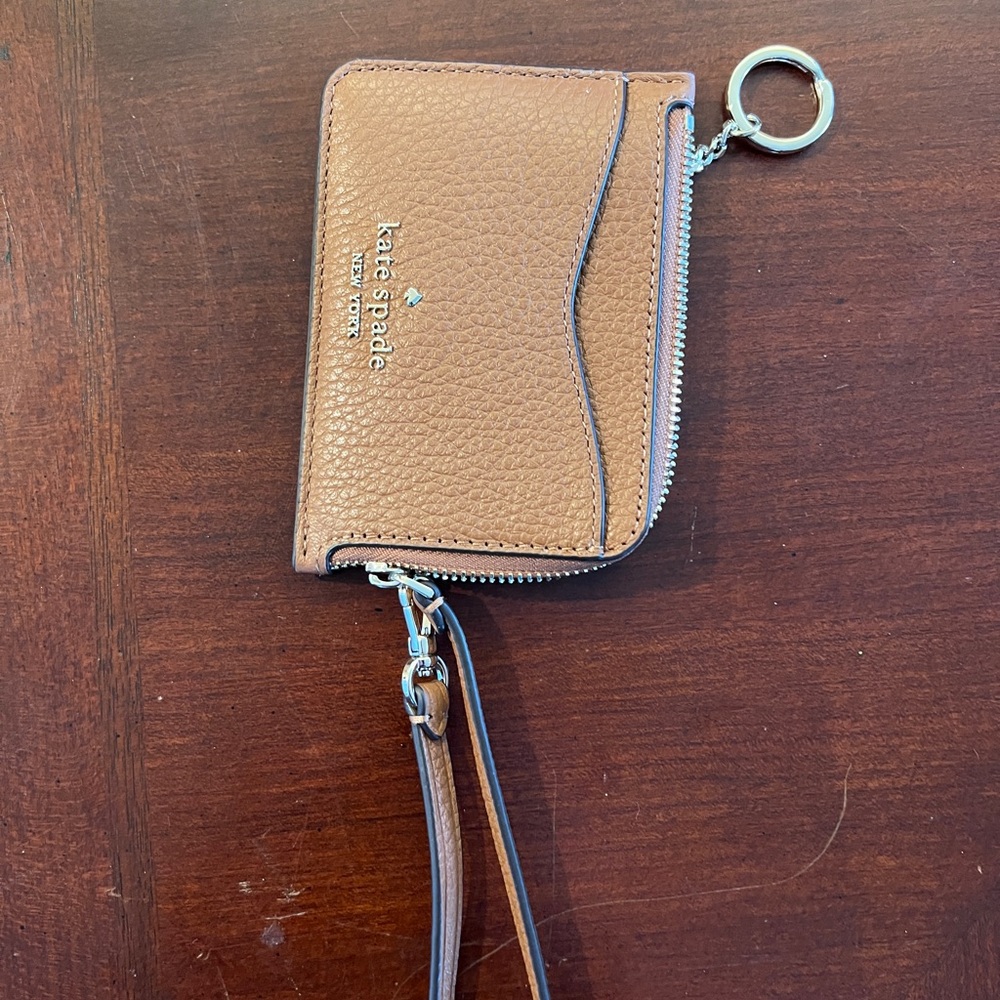 Kate Spade New York Leila Leather Card Holder Wristlet Warm Ginger, Black